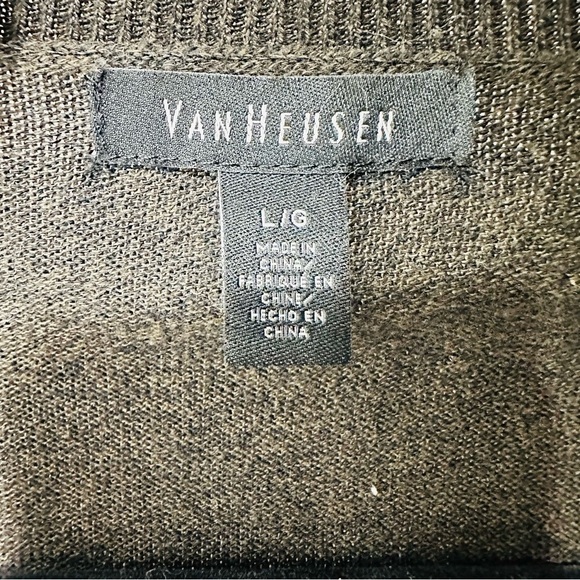 Van Heusen Men’s Sz Large Brown & Yellow Argyle 100% Cotton Long Sleeve Sweater - Picture 3 of 5